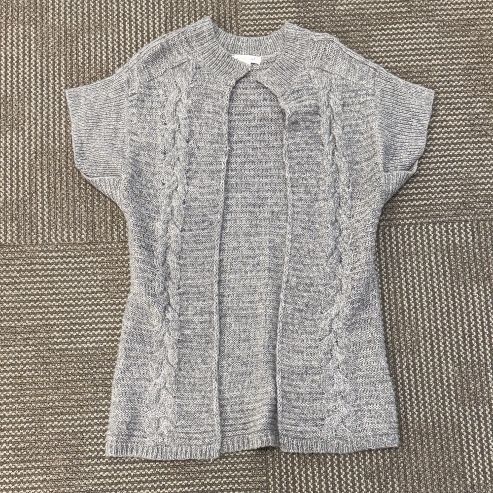 August Silk Wool Blend Grey Sweater Vest Cardigan, size M